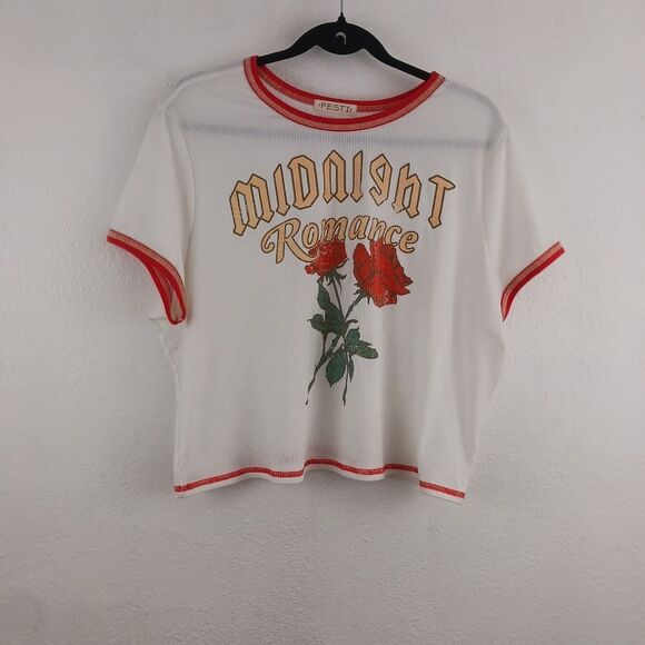 Torrid Festi Flower Crop Ringer short sleeve Tee size 2X - Picture 2 of 5